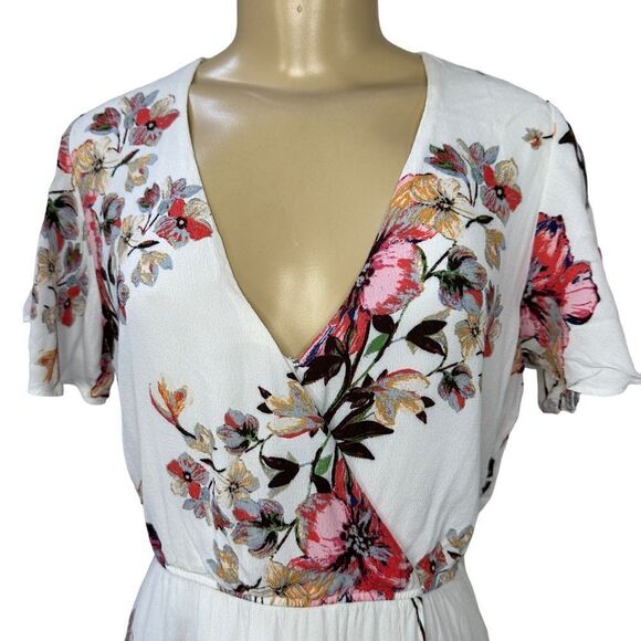 Miss Me boho floral v neck flutter sleeve maxi crossover wrap Dress medium - Picture 5 of 9